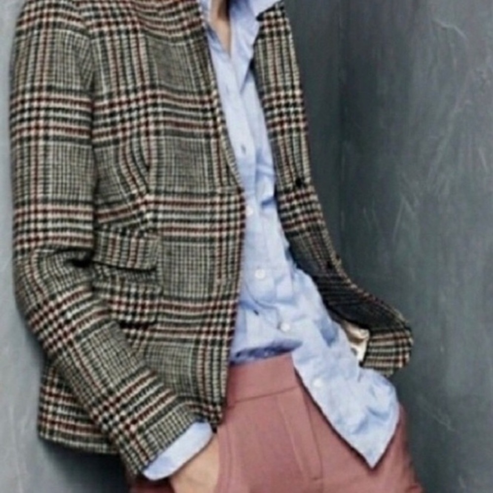 J.Crew Schoolboy Park Plaid Tweed Blazer